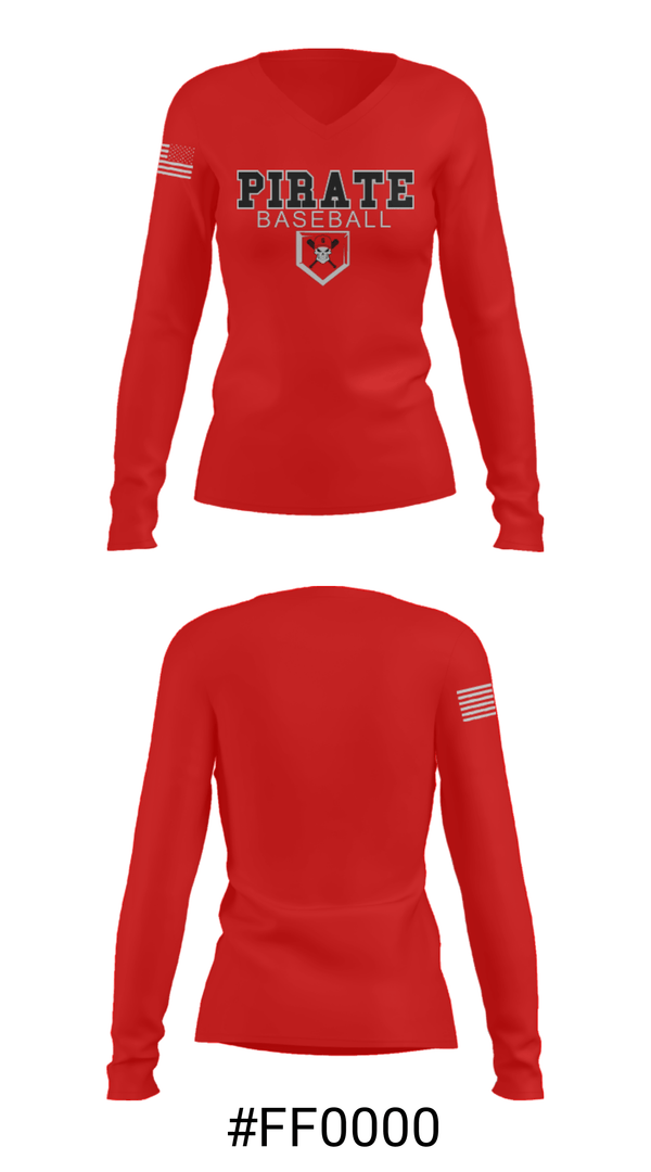 Women's Long Sleeve Vneck Shirt, Grants High School Baseball, Baseball, Teamtime, Team time, sublimation, custom sports apparel, team uniforms, spirit wear, spiritwear, sports uniforms, custom shirts, team store, custom team store, fundraiser sports, apparel fundraiser