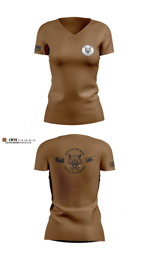 Womens Short Sleeve Vneck Shirt, D Co 2-13th AVN REGTD Co 1-52 AVN REGTD Co 1-52 AVN REGT, , Teamtime, Team time, sublimation, custom sports apparel, team uniforms, spirit wear, spiritwear, sports uniforms, custom shirts, team store, custom team store, fundraiser sports, apparel fundraiser