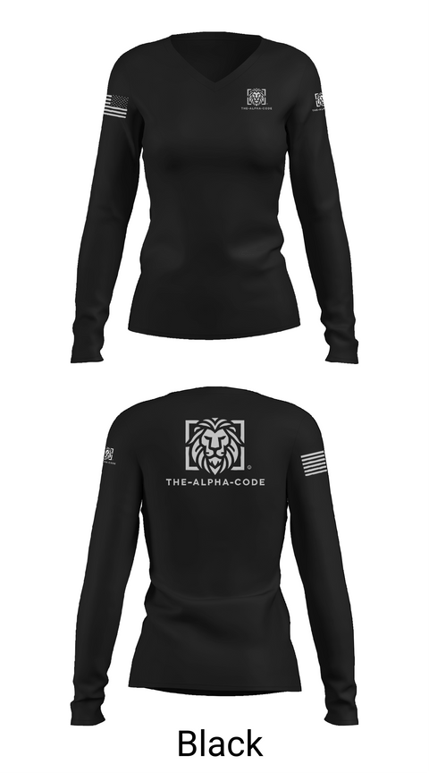 Womens Long Sleeve Vneck Shirt, The-alpha-code, , Teamtime, Team time, sublimation, custom sports apparel, team uniforms, spirit wear, spiritwear, sports uniforms, custom shirts, team store, custom team store, fundraiser sports, apparel fundraiser