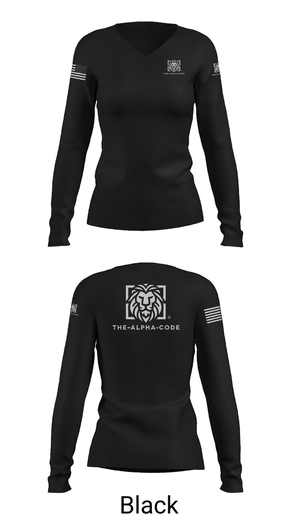 Womens Long Sleeve Vneck Shirt, The-alpha-code, , Teamtime, Team time, sublimation, custom sports apparel, team uniforms, spirit wear, spiritwear, sports uniforms, custom shirts, team store, custom team store, fundraiser sports, apparel fundraiser