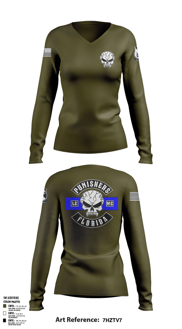 Womens Long Sleeve Vneck Shirt, Punishers LEMC, , Teamtime, Team time, sublimation, custom sports apparel, team uniforms, spirit wear, spiritwear, sports uniforms, custom shirts, team store, custom team store, fundraiser sports, apparel fundraiser