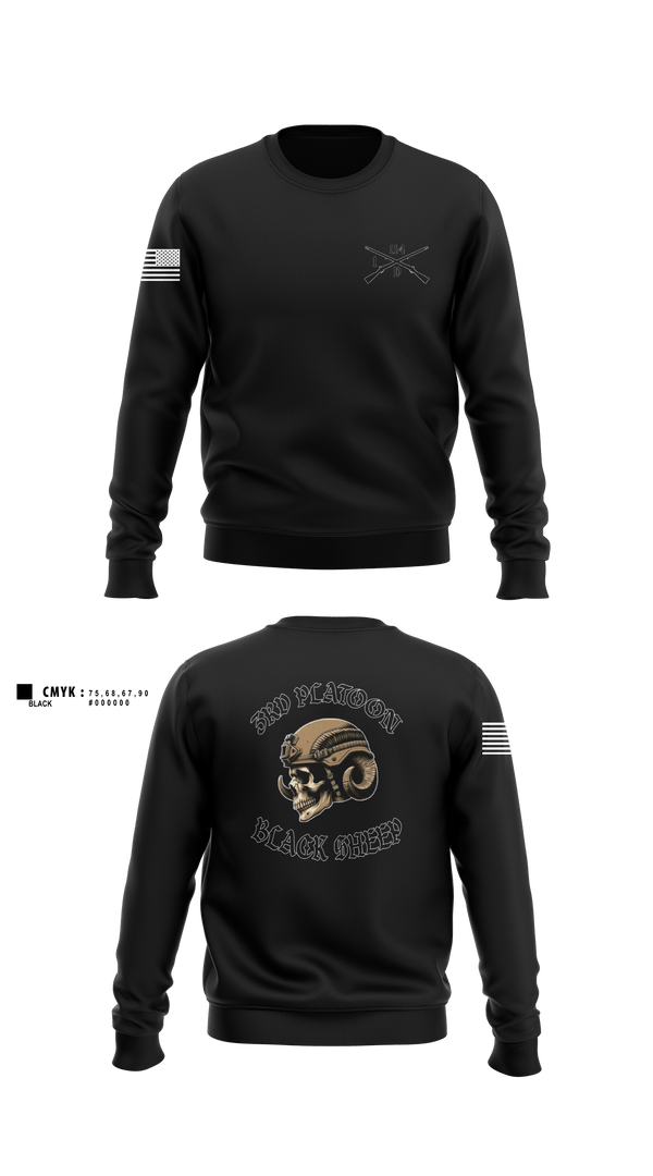 Crew Neck Sweatshirt, 3rd PLT Black SheepDelta company 114, Army, Teamtime, Team time, sublimation, custom sports apparel, team uniforms, spirit wear, spiritwear, sports uniforms, custom shirts, team store, custom team store, fundraiser sports, apparel fundraiser
