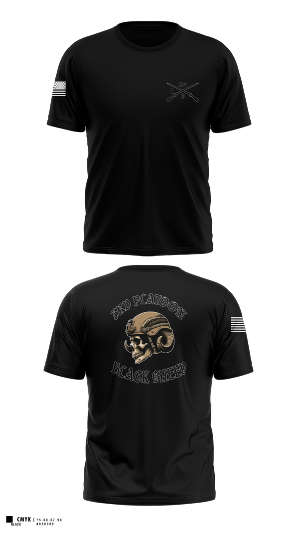 Short Sleeve Performance Shirt, 3rd PLT Black SheepDelta company 114, Army, Teamtime, Team time, sublimation, custom sports apparel, team uniforms, spirit wear, spiritwear, sports uniforms, custom shirts, team store, custom team store, fundraiser sports, apparel fundraiser