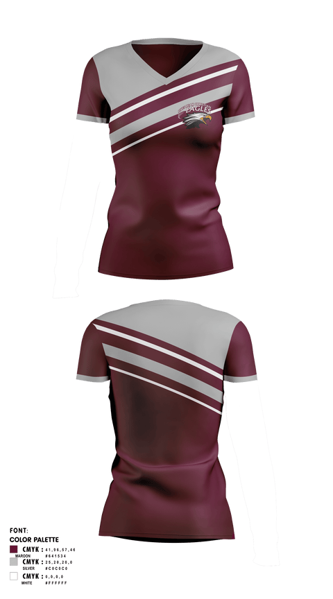 Womens Short Sleeve Vneck Shirt, Pikes Peak Christian School, , Teamtime, Team time, sublimation, custom sports apparel, team uniforms, spirit wear, spiritwear, sports uniforms, custom shirts, team store, custom team store, fundraiser sports, apparel fundraiser