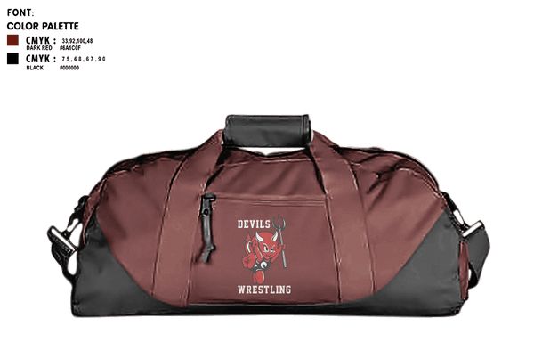 Duffle Bag, Devils, Wrestling, Teamtime, Team time, sublimation, custom sports apparel, team uniforms, spirit wear, spiritwear, sports uniforms, custom shirts, team store, custom team store, fundraiser sports, apparel fundraiser