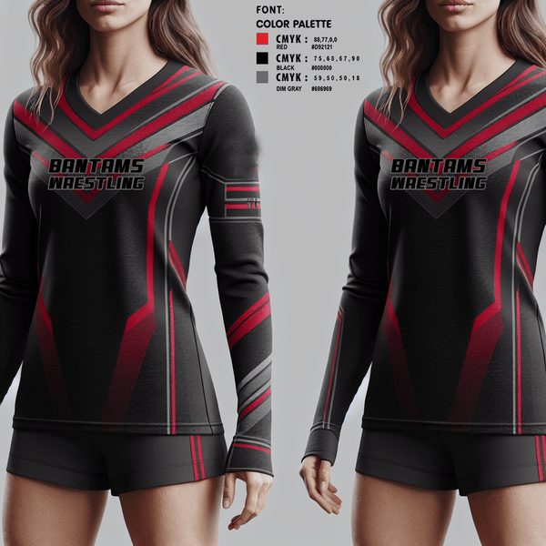 Womens Long Sleeve Vneck Shirt, BANTAMS, Wrestling, Teamtime, Team time, sublimation, custom sports apparel, team uniforms, spirit wear, spiritwear, sports uniforms, custom shirts, team store, custom team store, fundraiser sports, apparel fundraiser