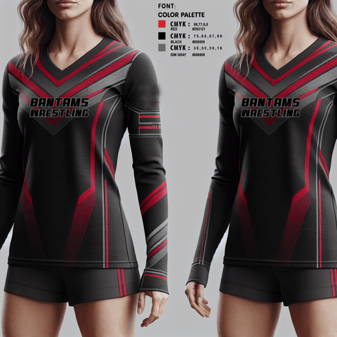 Womens Long Sleeve Vneck Shirt, BANTAMS, Wrestling, Teamtime, Team time, sublimation, custom sports apparel, team uniforms, spirit wear, spiritwear, sports uniforms, custom shirts, team store, custom team store, fundraiser sports, apparel fundraiser