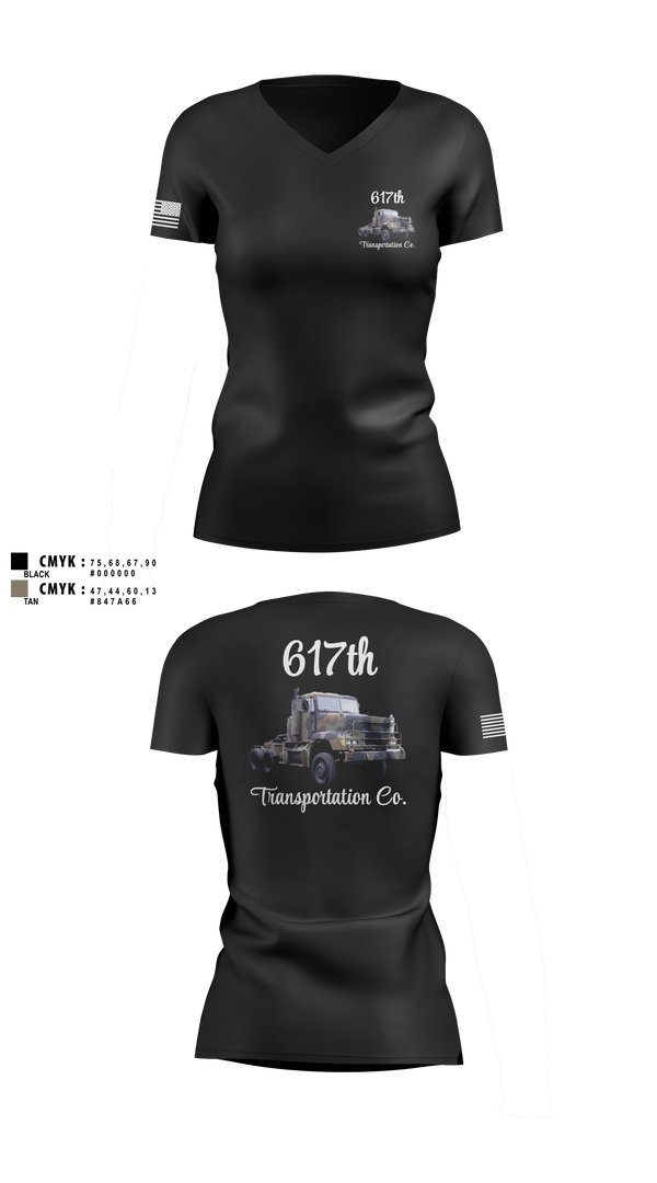 Womens Short Sleeve Vneck Shirt, 617th Transportation Company, Army, Teamtime, Team time, sublimation, custom sports apparel, team uniforms, spirit wear, spiritwear, sports uniforms, custom shirts, team store, custom team store, fundraiser sports, apparel fundraiser