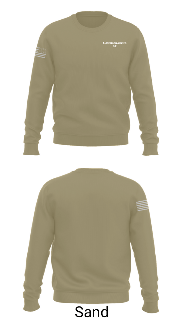 Crew Neck Sweatshirt, 1./PzGrenLehrBtl 92, Army, Teamtime, Team time, sublimation, custom sports apparel, team uniforms, spirit wear, spiritwear, sports uniforms, custom shirts, team store, custom team store, fundraiser sports, apparel fundraiser