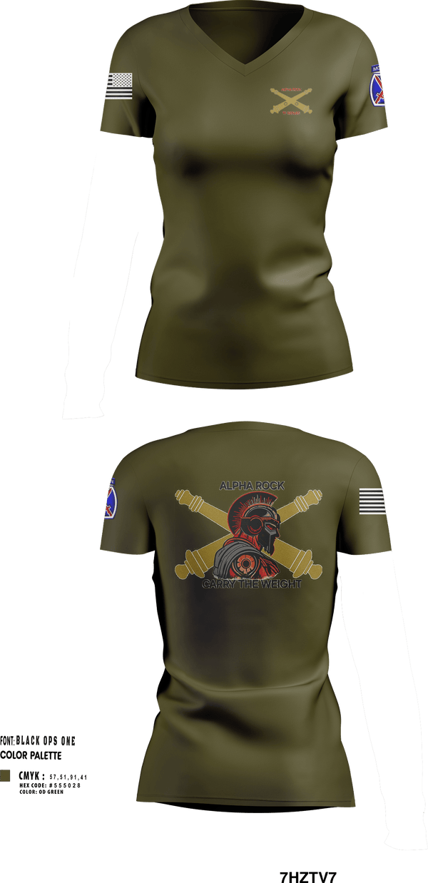 Womens Short Sleeve Vneck Shirt, ALPHA ROCK, Army, Teamtime, Team time, sublimation, custom sports apparel, team uniforms, spirit wear, spiritwear, sports uniforms, custom shirts, team store, custom team store, fundraiser sports, apparel fundraiser