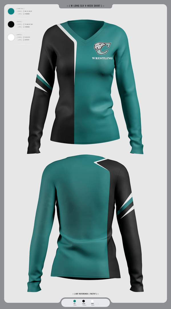 Womens Long Sleeve Vneck Shirt, Century Wrestling Club, Wrestling, Teamtime, Team time, sublimation, custom sports apparel, team uniforms, spirit wear, spiritwear, sports uniforms, custom shirts, team store, custom team store, fundraiser sports, apparel fundraiser