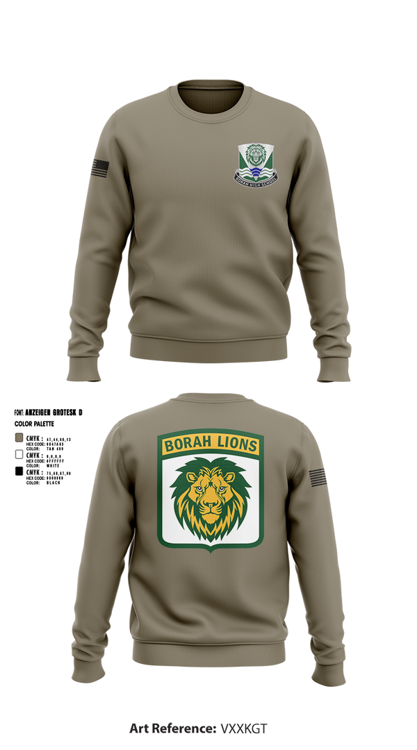 Crew Neck Sweatshirt, Borah High School JROTC, Army, Teamtime, Team time, sublimation, custom sports apparel, team uniforms, spirit wear, spiritwear, sports uniforms, custom shirts, team store, custom team store, fundraiser sports, apparel fundraiser
