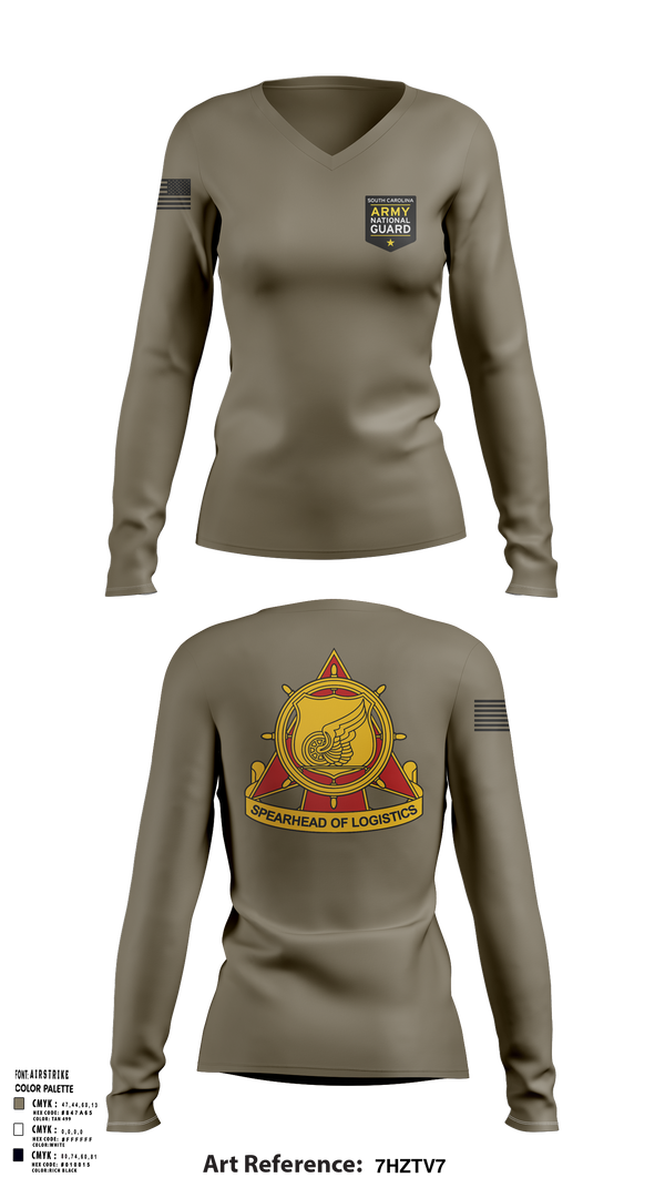 Womens Long Sleeve Vneck Shirt, SOUTH CAROLINA ARMY NATIONAL GUARD, National Guard, Teamtime, Team time, sublimation, custom sports apparel, team uniforms, spirit wear, spiritwear, sports uniforms, custom shirts, team store, custom team store, fundraiser sports, apparel fundraiser
