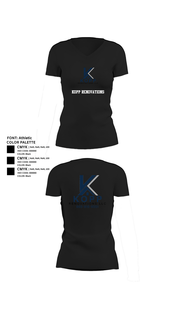 Womens Short Sleeve Vneck Shirt, Kopp Renovations, , Teamtime, Team time, sublimation, custom sports apparel, team uniforms, spirit wear, spiritwear, sports uniforms, custom shirts, team store, custom team store, fundraiser sports, apparel fundraiser