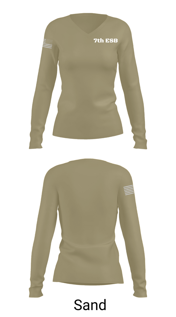 Womens Long Sleeve Vneck Shirt, 7th ESB, Marines, Teamtime, Team time, sublimation, custom sports apparel, team uniforms, spirit wear, spiritwear, sports uniforms, custom shirts, team store, custom team store, fundraiser sports, apparel fundraiser