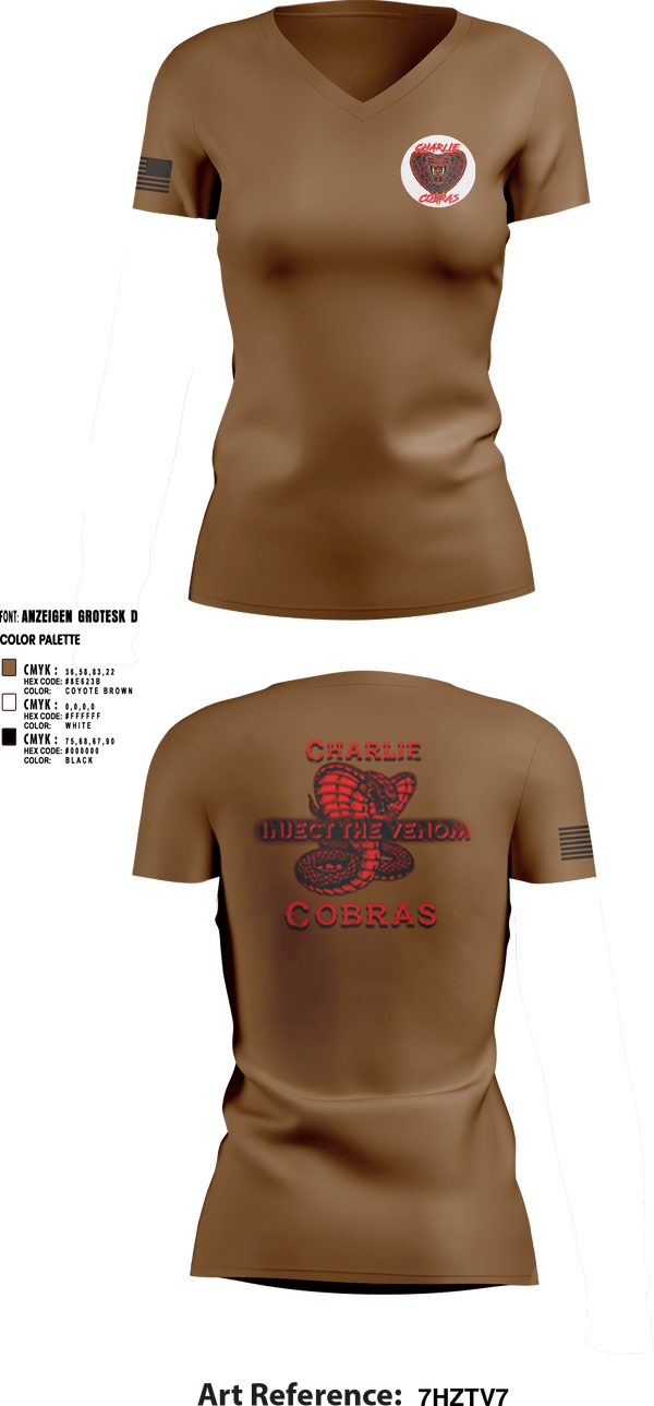 Women's Short Sleeve Vneck Shirt, Charlie Company Cobras, Army, Teamtime, Team time, sublimation, custom sports apparel, team uniforms, spirit wear, spiritwear, sports uniforms, custom shirts, team store, custom team store, fundraiser sports, apparel fundraiser
