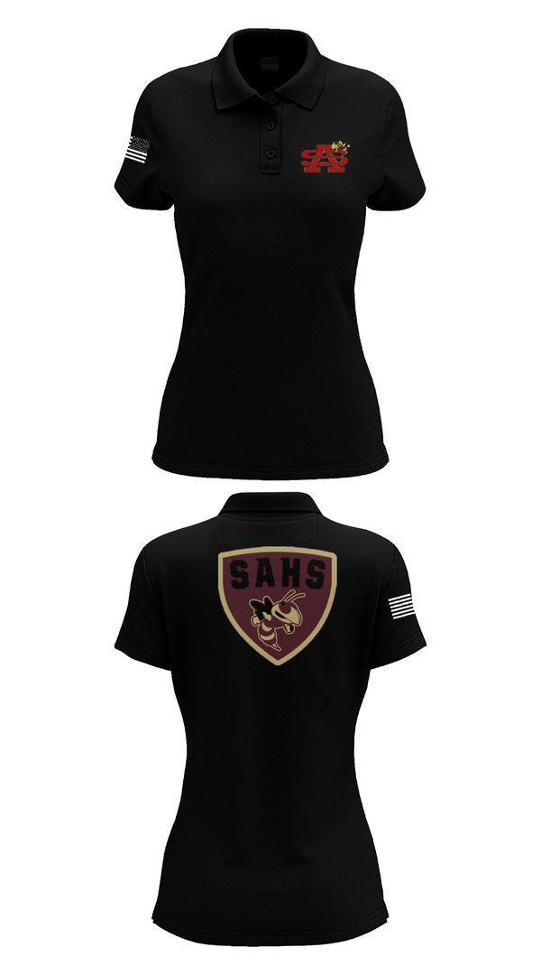 Womens Short Sleeve Performance Polo, St Augustine Yellow Jackets, Swimming, Teamtime, Team time, sublimation, custom sports apparel, team uniforms, spirit wear, spiritwear, sports uniforms, custom shirts, team store, custom team store, fundraiser sports, apparel fundraiser