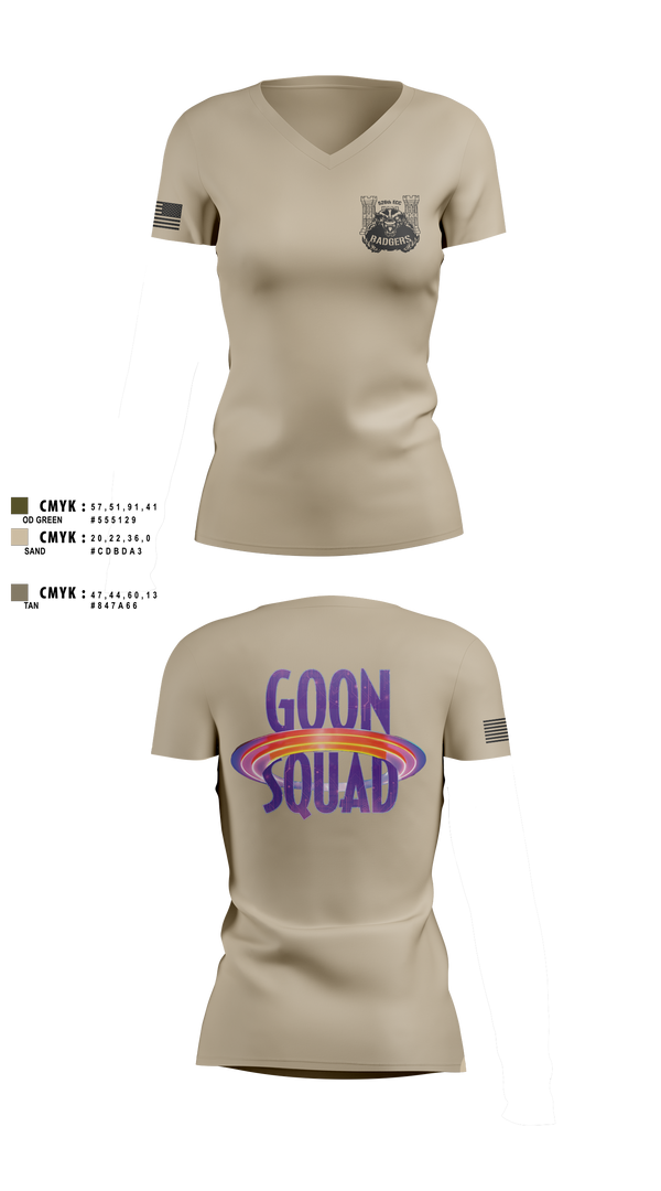 Womens Short Sleeve Vneck Shirt, GOON SQUAD, Army, Teamtime, Team time, sublimation, custom sports apparel, team uniforms, spirit wear, spiritwear, sports uniforms, custom shirts, team store, custom team store, fundraiser sports, apparel fundraiser
