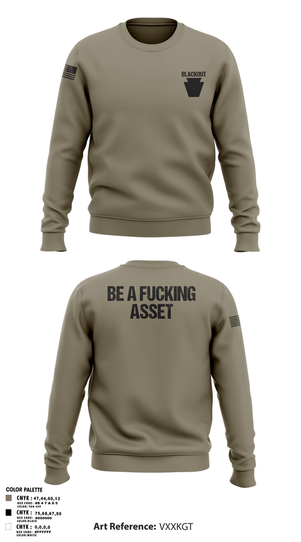 Crew Neck Sweatshirt, Blackout, National Guard, Teamtime, Team time, sublimation, custom sports apparel, team uniforms, spirit wear, spiritwear, sports uniforms, custom shirts, team store, custom team store, fundraiser sports, apparel fundraiser