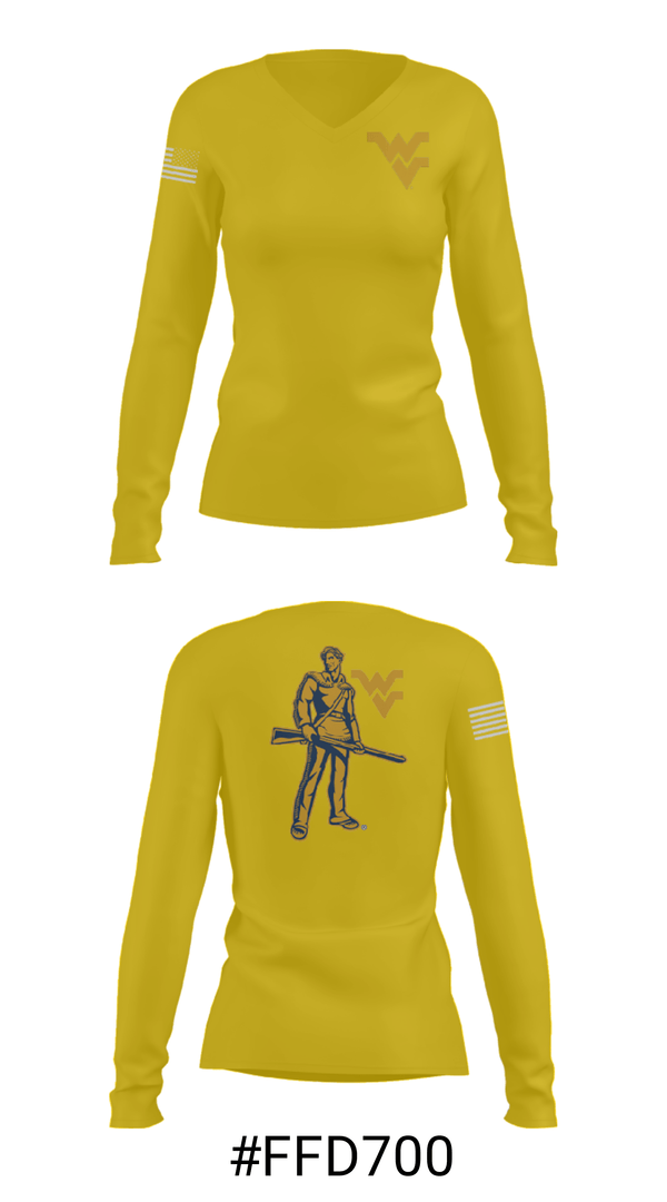 Women's Long Sleeve Vneck Shirt, West Virginia University Track, Track & Field, Teamtime, Team time, sublimation, custom sports apparel, team uniforms, spirit wear, spiritwear, sports uniforms, custom shirts, team store, custom team store, fundraiser sports, apparel fundraiser