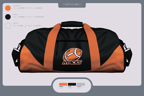 Duffle Bag, Hyacks Football, Football, Teamtime, Team time, sublimation, custom sports apparel, team uniforms, spirit wear, spiritwear, sports uniforms, custom shirts, team store, custom team store, fundraiser sports, apparel fundraiser