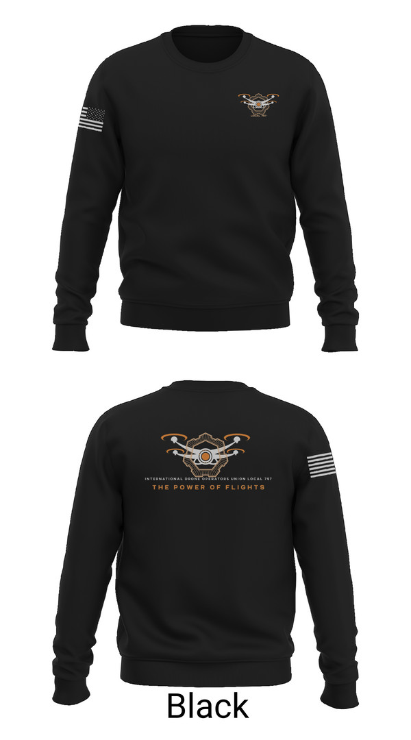 Crew Neck Sweatshirt, International Drone Operators Union Local 757, , Teamtime, Team time, sublimation, custom sports apparel, team uniforms, spirit wear, spiritwear, sports uniforms, custom shirts, team store, custom team store, fundraiser sports, apparel fundraiser