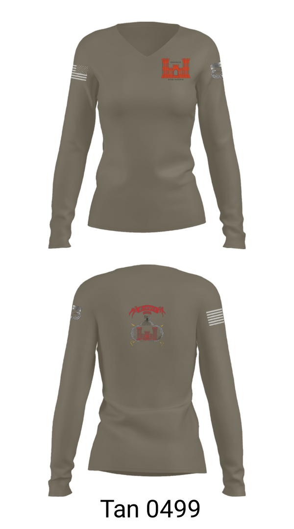 Women's Long Sleeve Vneck Shirt, 1138th SAPPER Company, Army, Teamtime, Team time, sublimation, custom sports apparel, team uniforms, spirit wear, spiritwear, sports uniforms, custom shirts, team store, custom team store, fundraiser sports, apparel fundraiser