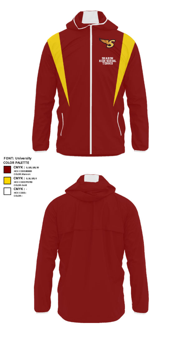 Windbreaker, Sharon High School Tennis, Tennis, Teamtime, Team time, sublimation, custom sports apparel, team uniforms, spirit wear, spiritwear, sports uniforms, custom shirts, team store, custom team store, fundraiser sports, apparel fundraiser