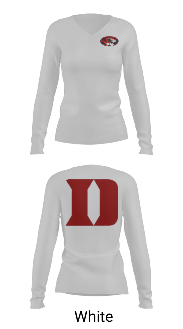 Womens Long Sleeve Vneck Shirt, Duke High School Golf, Golf, Teamtime, Team time, sublimation, custom sports apparel, team uniforms, spirit wear, spiritwear, sports uniforms, custom shirts, team store, custom team store, fundraiser sports, apparel fundraiser