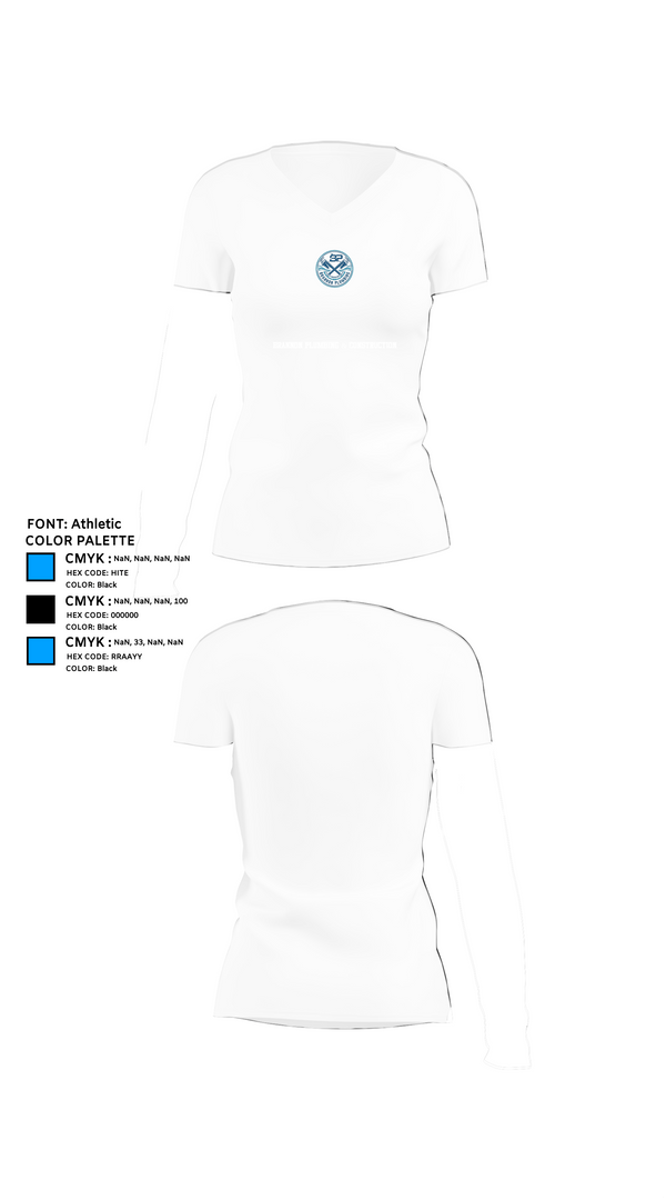 Womens Short Sleeve Vneck Shirt, Brannon Plumbing & Construction, , Teamtime, Team time, sublimation, custom sports apparel, team uniforms, spirit wear, spiritwear, sports uniforms, custom shirts, team store, custom team store, fundraiser sports, apparel fundraiser