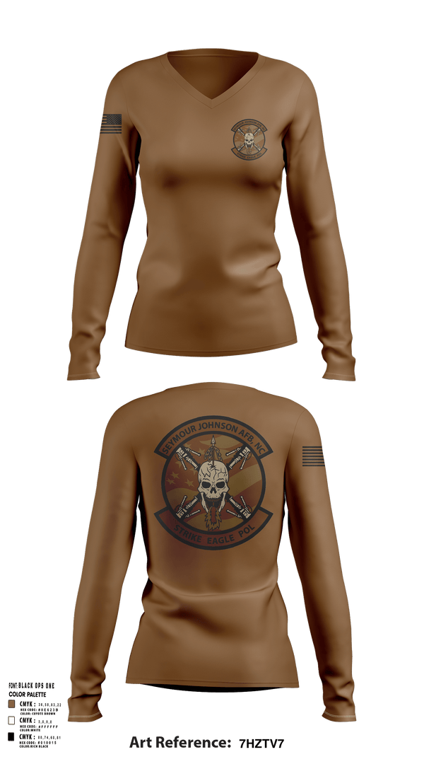 Womens Long Sleeve Vneck Shirt, 4th Logistics Readiness Unit, Air Force, Teamtime, Team time, sublimation, custom sports apparel, team uniforms, spirit wear, spiritwear, sports uniforms, custom shirts, team store, custom team store, fundraiser sports, apparel fundraiser