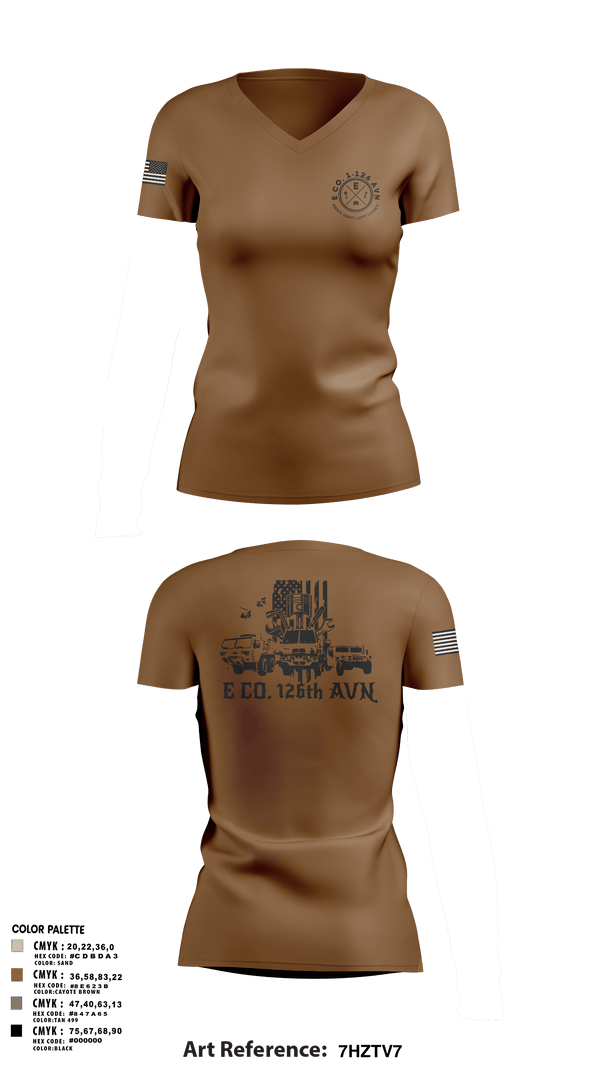 Womens Short Sleeve Vneck Shirt, B Co. 1-126AVN, Army, Teamtime, Team time, sublimation, custom sports apparel, team uniforms, spirit wear, spiritwear, sports uniforms, custom shirts, team store, custom team store, fundraiser sports, apparel fundraiser