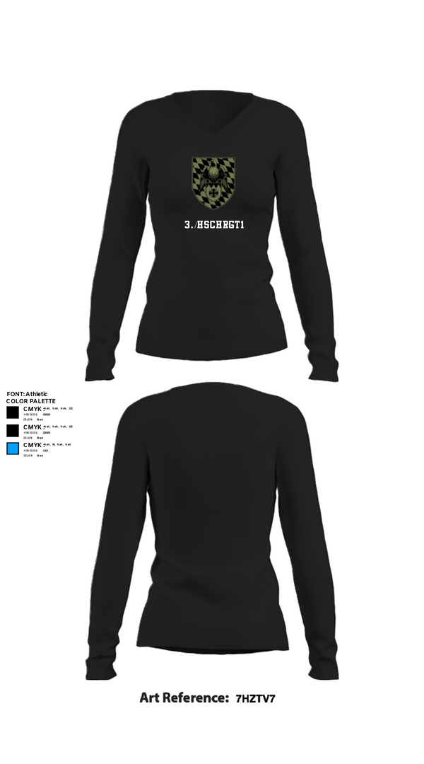 Women's Long Sleeve Vneck Shirt, 3./HSchRgt1, Army, Teamtime, Team time, sublimation, custom sports apparel, team uniforms, spirit wear, spiritwear, sports uniforms, custom shirts, team store, custom team store, fundraiser sports, apparel fundraiser