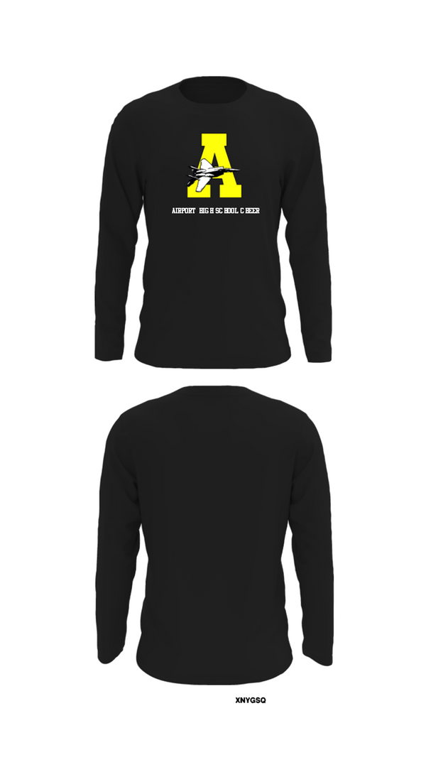 Long Sleeve Performance Shirt, Airport High School Cheer, Cheer, Teamtime, Team time, sublimation, custom sports apparel, team uniforms, spirit wear, spiritwear, sports uniforms, custom shirts, team store, custom team store, fundraiser sports, apparel fundraiser