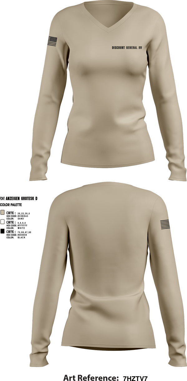 Womens Long Sleeve Vneck Shirt, Discount General RV, , Teamtime, Team time, sublimation, custom sports apparel, team uniforms, spirit wear, spiritwear, sports uniforms, custom shirts, team store, custom team store, fundraiser sports, apparel fundraiser
