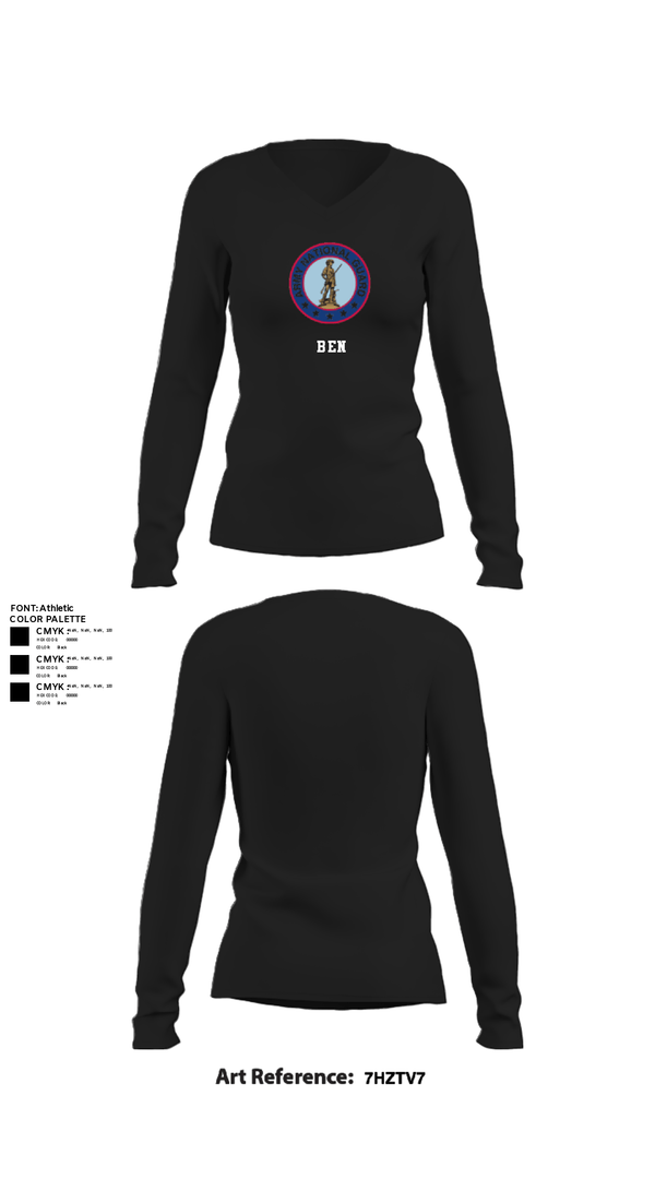 Women's Long Sleeve Vneck Shirt, Ben, National Guard, Teamtime, Team time, sublimation, custom sports apparel, team uniforms, spirit wear, spiritwear, sports uniforms, custom shirts, team store, custom team store, fundraiser sports, apparel fundraiser