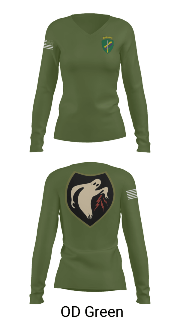 Women's Long Sleeve Vneck Shirt, 325th Tactical PSYOP Co. (A), Army, Teamtime, Team time, sublimation, custom sports apparel, team uniforms, spirit wear, spiritwear, sports uniforms, custom shirts, team store, custom team store, fundraiser sports, apparel fundraiser