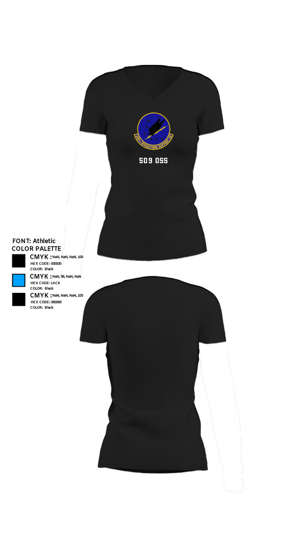 Womens Short Sleeve Vneck Shirt, 509 OSS, Air Force, Teamtime, Team time, sublimation, custom sports apparel, team uniforms, spirit wear, spiritwear, sports uniforms, custom shirts, team store, custom team store, fundraiser sports, apparel fundraiser
