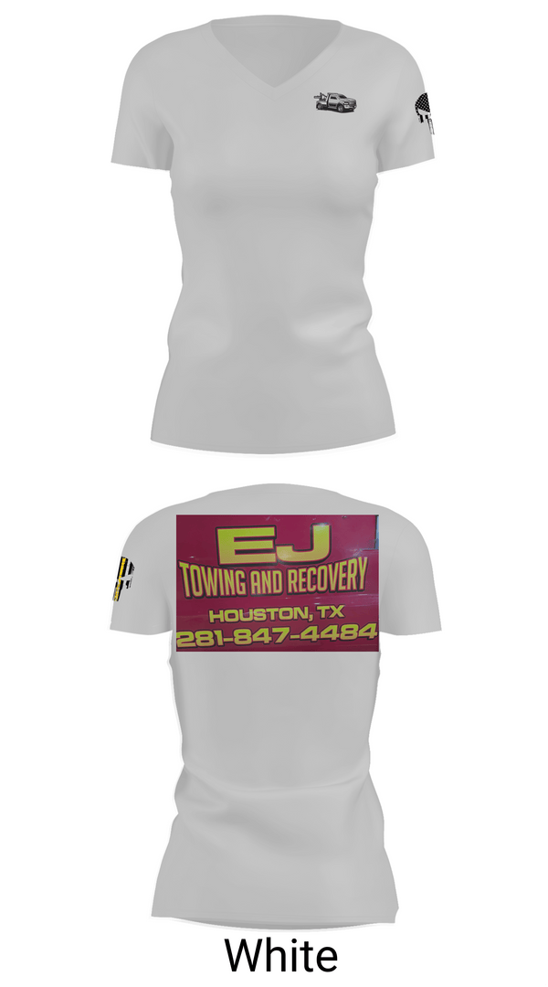 Womens Short Sleeve Vneck Shirt, EJ TOWING AND RECOVERY, , Teamtime, Team time, sublimation, custom sports apparel, team uniforms, spirit wear, spiritwear, sports uniforms, custom shirts, team store, custom team store, fundraiser sports, apparel fundraiser