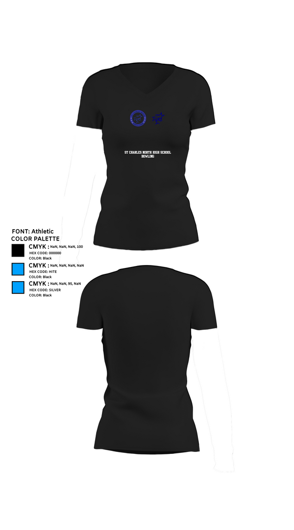 Womens Short Sleeve Vneck Shirt, St Charles North High School Bowling, Bowling, Teamtime, Team time, sublimation, custom sports apparel, team uniforms, spirit wear, spiritwear, sports uniforms, custom shirts, team store, custom team store, fundraiser sports, apparel fundraiser