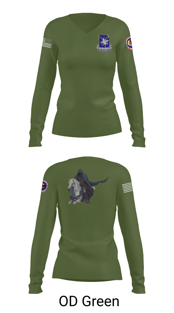 Womens Long Sleeve Vneck Shirt, 160th SOAR (A), , Teamtime, Team time, sublimation, custom sports apparel, team uniforms, spirit wear, spiritwear, sports uniforms, custom shirts, team store, custom team store, fundraiser sports, apparel fundraiser