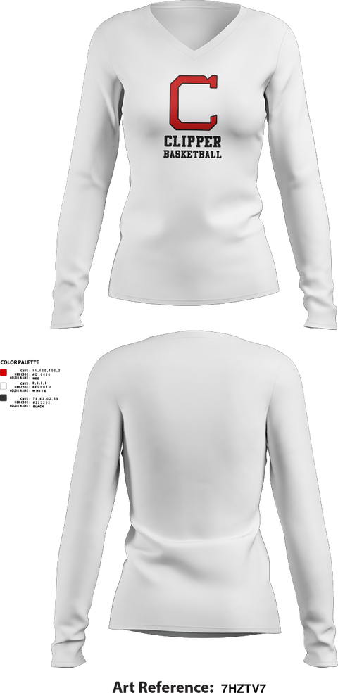 Womens Long Sleeve Vneck Shirt, Columbiana High School Basketball, Men's Basketball, Teamtime, Team time, sublimation, custom sports apparel, team uniforms, spirit wear, spiritwear, sports uniforms, custom shirts, team store, custom team store, fundraiser sports, apparel fundraiser