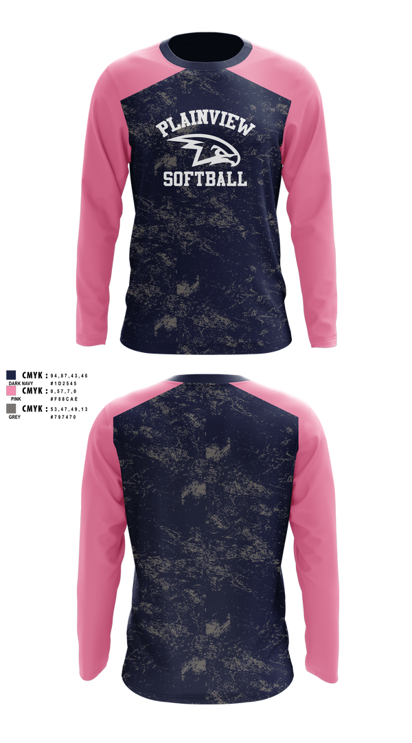 Long Sleeve Performance Shirt, Plainview Softball, Softball, Teamtime, Team time, sublimation, custom sports apparel, team uniforms, spirit wear, spiritwear, sports uniforms, custom shirts, team store, custom team store, fundraiser sports, apparel fundraiser