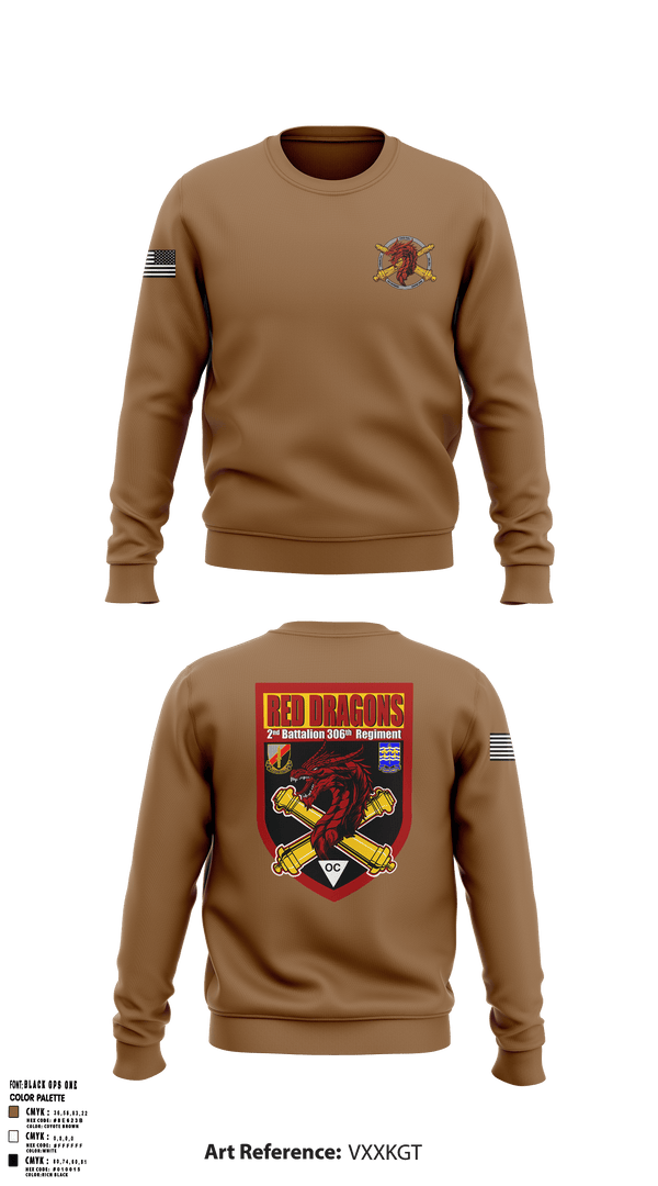 Crew Neck Sweatshirt, 2-306th FAR, Army, Teamtime, Team time, sublimation, custom sports apparel, team uniforms, spirit wear, spiritwear, sports uniforms, custom shirts, team store, custom team store, fundraiser sports, apparel fundraiser