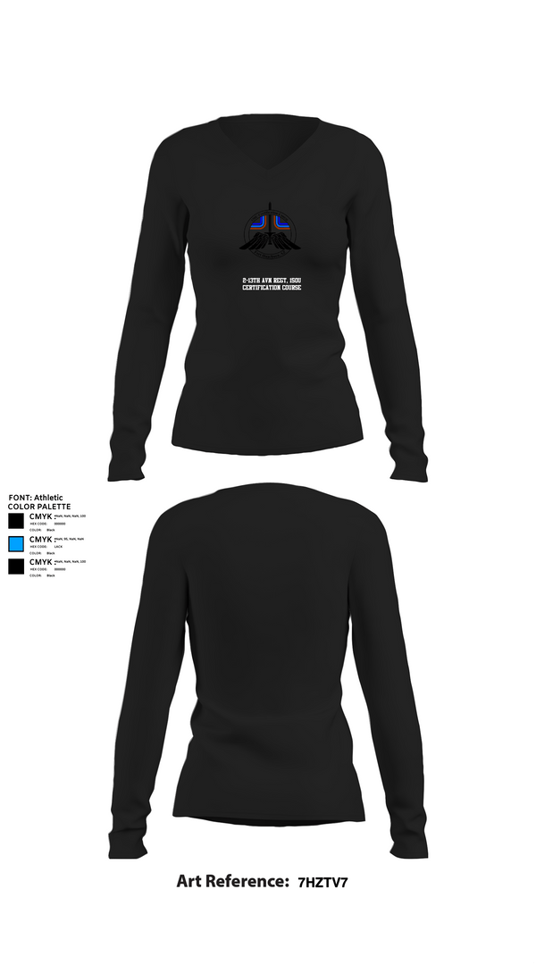 Womens Long Sleeve Vneck Shirt 1, 2-13th AVN REGT, 150U Certification Course, , Teamtime, Team time, sublimation, custom sports apparel, team uniforms, spirit wear, spiritwear, sports uniforms, custom shirts, team store, custom team store, fundraiser sports, apparel fundraiser