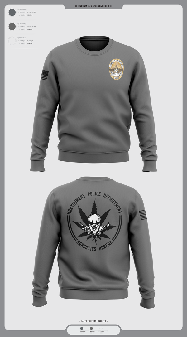 Crew Neck Sweatshirt, NARCOTICS BUREAU, Police, Teamtime, Team time, sublimation, custom sports apparel, team uniforms, spirit wear, spiritwear, sports uniforms, custom shirts, team store, custom team store, fundraiser sports, apparel fundraiser