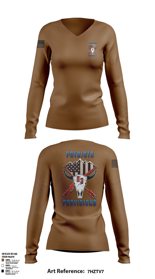 Womens Long Sleeve Vneck Shirt, Patriots Provisions LLC, , Teamtime, Team time, sublimation, custom sports apparel, team uniforms, spirit wear, spiritwear, sports uniforms, custom shirts, team store, custom team store, fundraiser sports, apparel fundraiser