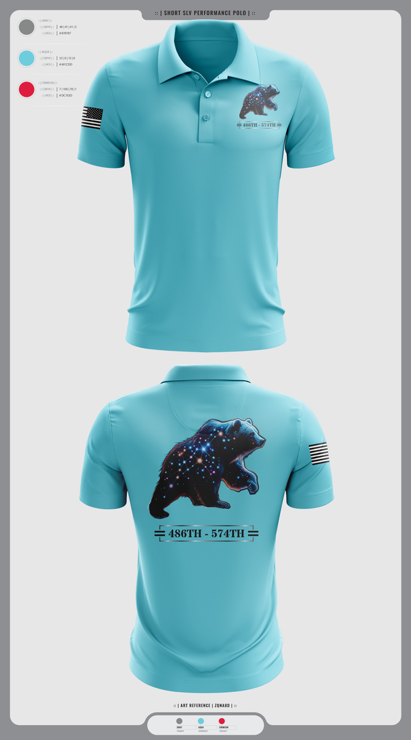 Short Sleeve Performance Polo, 486th/574th, , Teamtime, Team time, sublimation, custom sports apparel, team uniforms, spirit wear, spiritwear, sports uniforms, custom shirts, team store, custom team store, fundraiser sports, apparel fundraiser