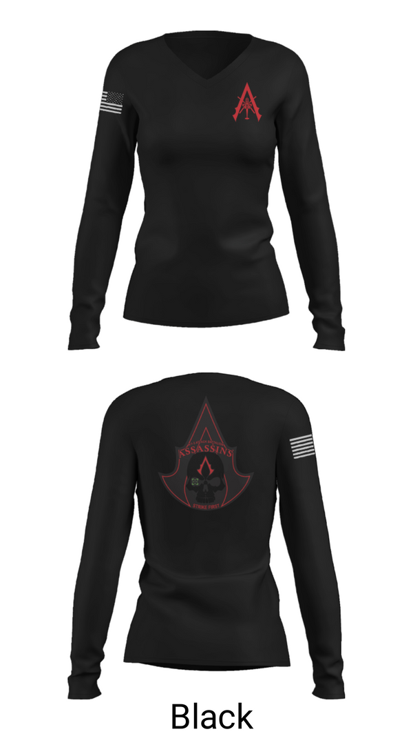 Women's Long Sleeve Vneck Shirt, A Co. 1-3 AB, Army, Teamtime, Team time, sublimation, custom sports apparel, team uniforms, spirit wear, spiritwear, sports uniforms, custom shirts, team store, custom team store, fundraiser sports, apparel fundraiser