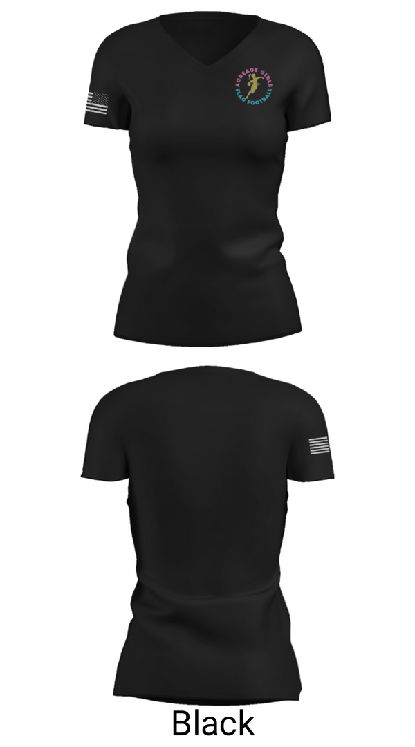 Women's Short Sleeve Vneck Shirt, Acreage Girls Flag Football, Football, Teamtime, Team time, sublimation, custom sports apparel, team uniforms, spirit wear, spiritwear, sports uniforms, custom shirts, team store, custom team store, fundraiser sports, apparel fundraiser